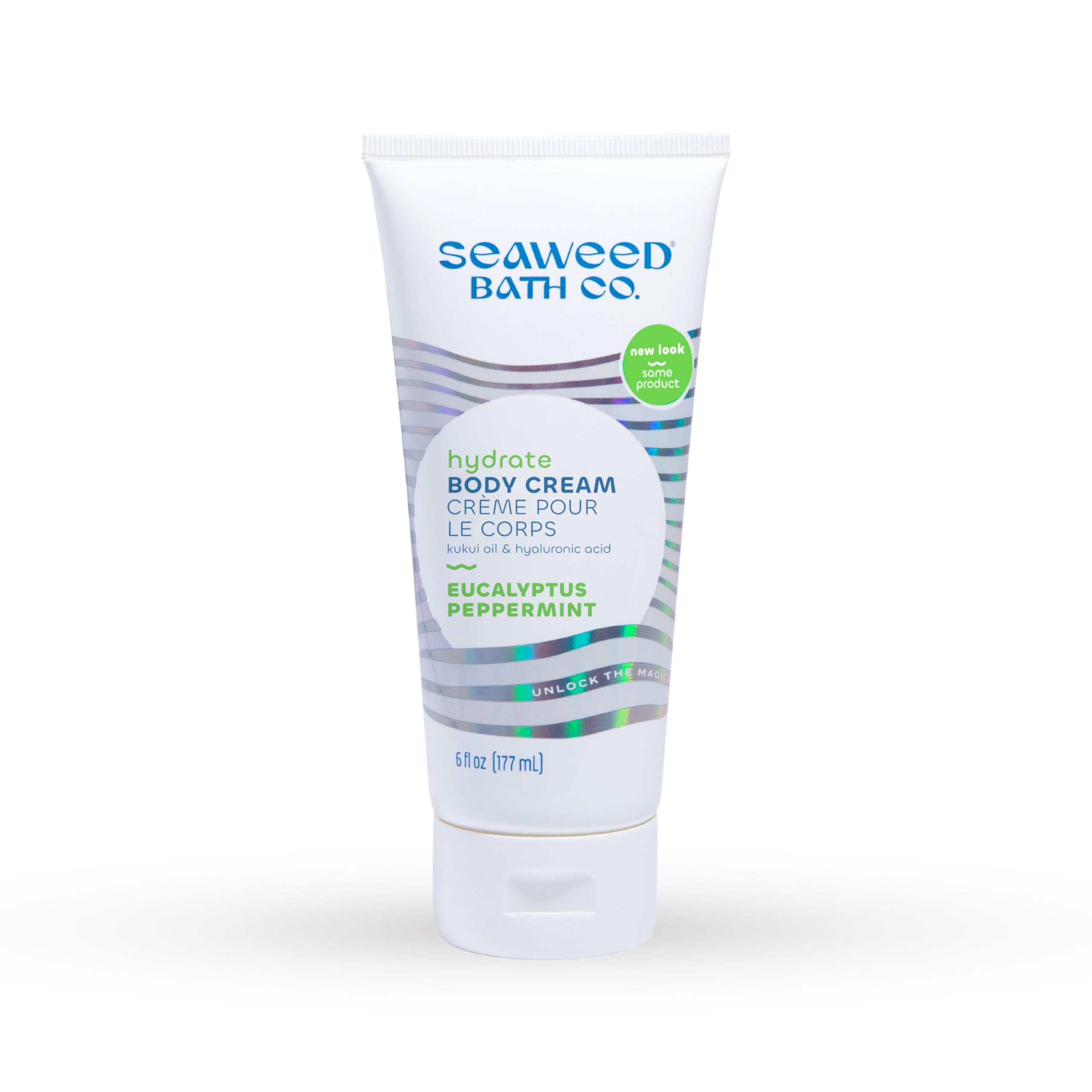 Seaweed Bath Co. Hydrate Body Cream - Eucalyptus Peppermint - Hydrating Scented Moisturizer for Body and Hands - With Vitamin E, Hyaluronic Acid and Shea Butter for Dry Skin - 6 oz