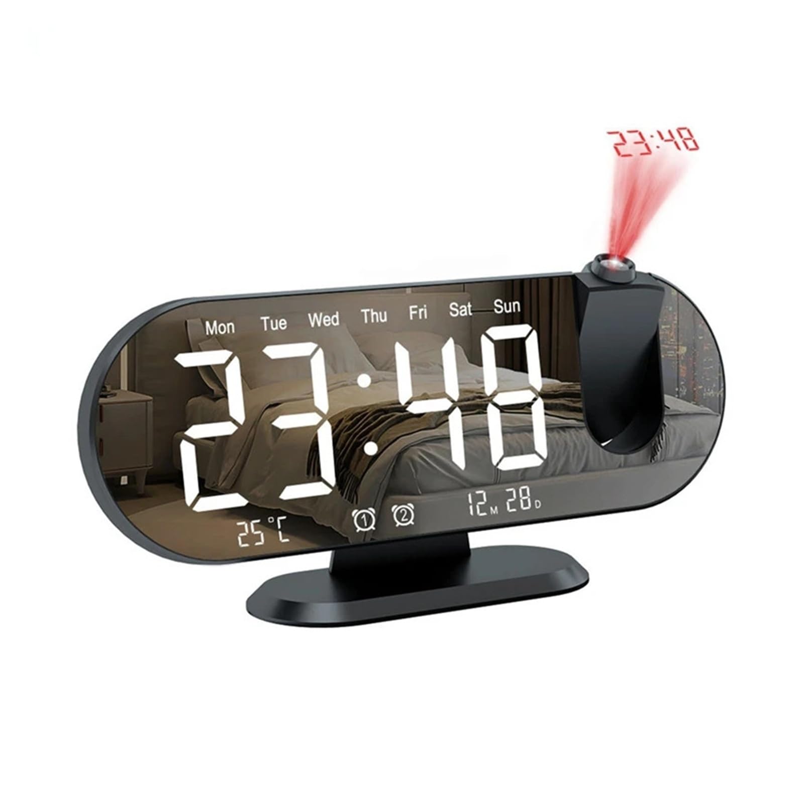 POAHNCU Alarm Clock, Creative electronic projection clock with automatic light sensing, temperature and humidity, and alarm function,for Heavy Sleeper
