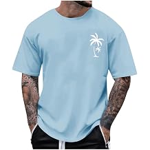 Mens Short Sleeve Travel Tshirts Casual Tropical Print Graphic Tee Baggy Basic Crewneck Summer Vacation T-Shirts
