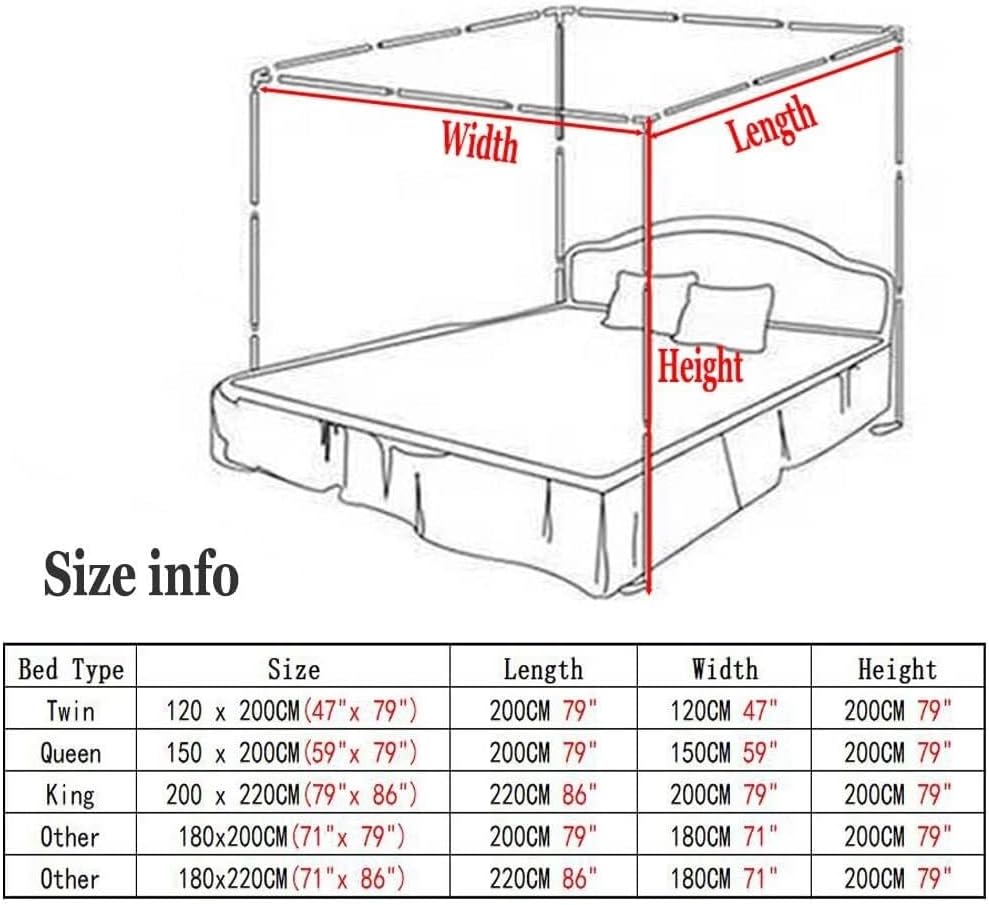 Luxury Bed Curtain Canopy, Double/Queen/King Size Princess Bedroom, Dustproof Blackout Bed Drapes with Metal Bracket, Easy Installation(180X200cm/71X79inch)