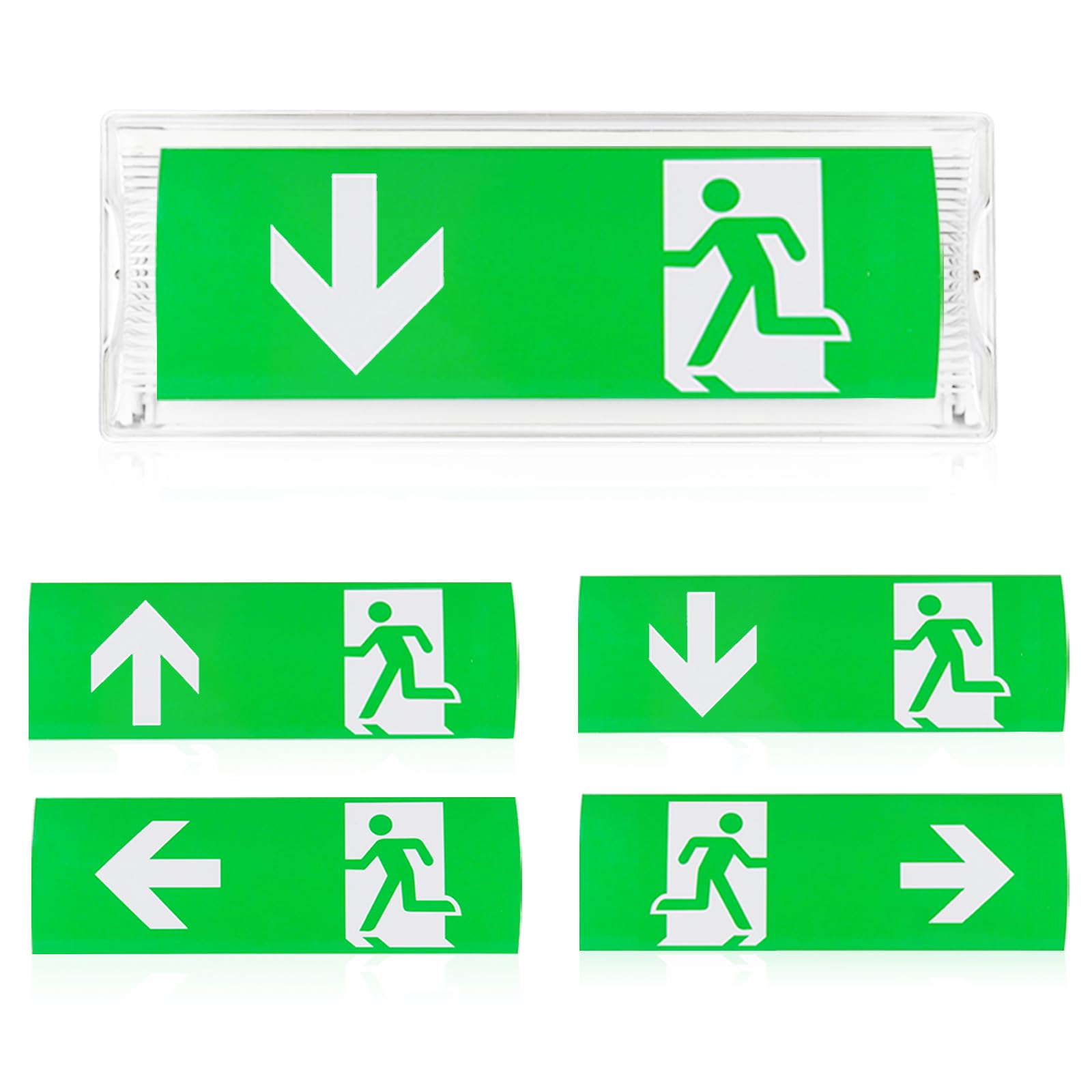 LED-Notbeleuchtung: IP65 Étanche Éclairage De Secours, Lampe De Sortie LED Avec Batterie De Secours 3h, Luminaire De Sortie De Secours Avec 4 Pictogrammes Pour Tous Les Établissements Publics