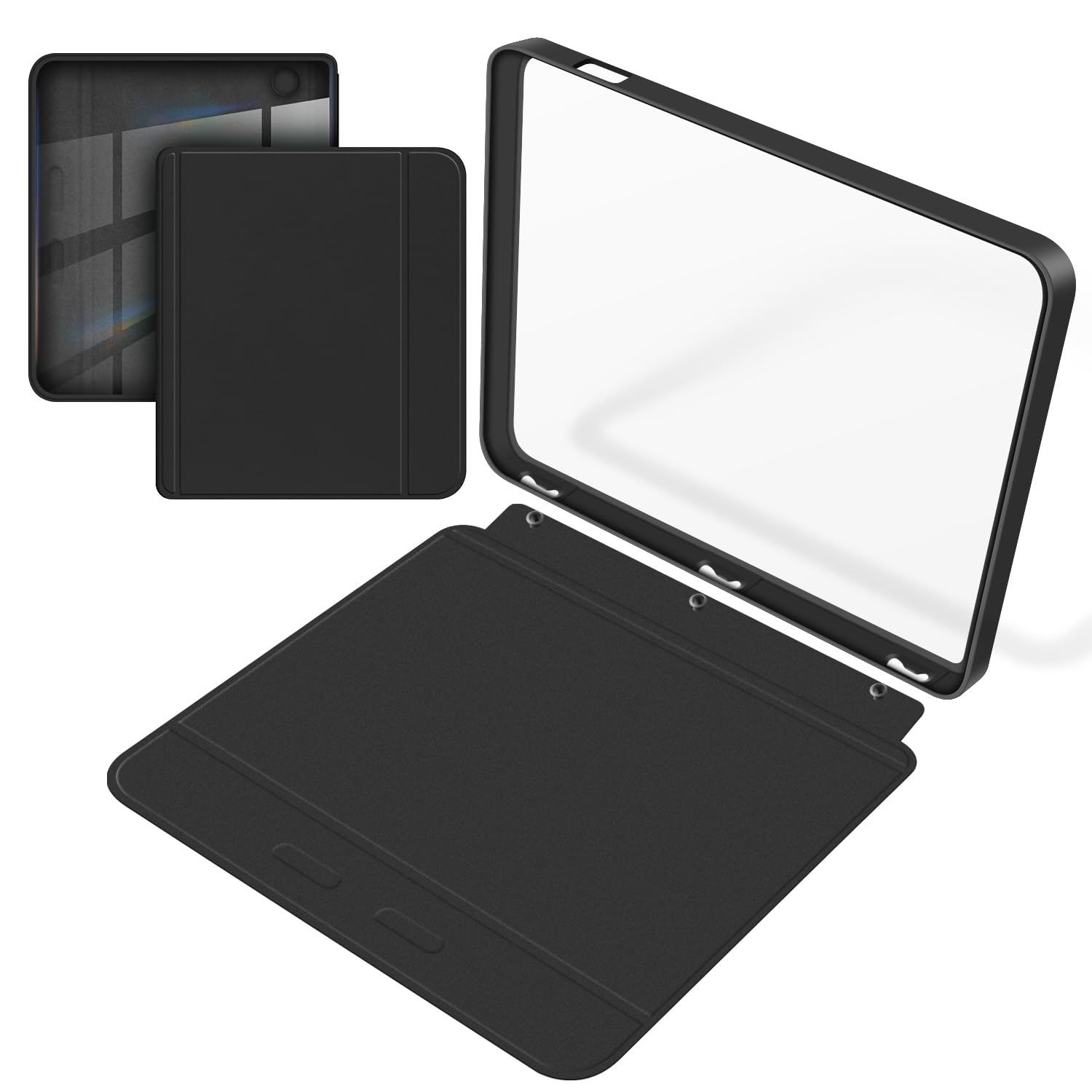 Split Folio Detachable Protective Case for 7" Kobo Libra Colour 2024 Released, Ultra Clear Transparent Back Cover Light Shell, Auto Sleep and Wake, Dark Green — view 12