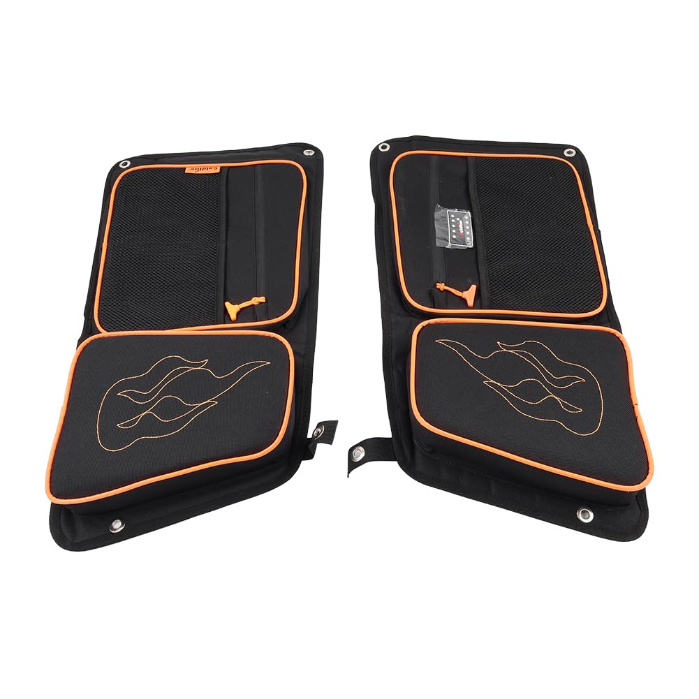 GZYF 2 pcs Nylon Knee Pad Rear Door Bags Black+Orange for Polaris RZR 4 900 4 Door 2015-2019