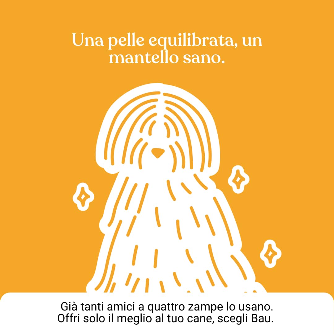 Bau Dermatite Cane e Prurito in Pasta – Stop Dermatosi Integratore Pelle e Mantello – per Perdita Pelo, Cute Irritata e Forfora – Supporto Funzione Dermica in Stick Appetibili