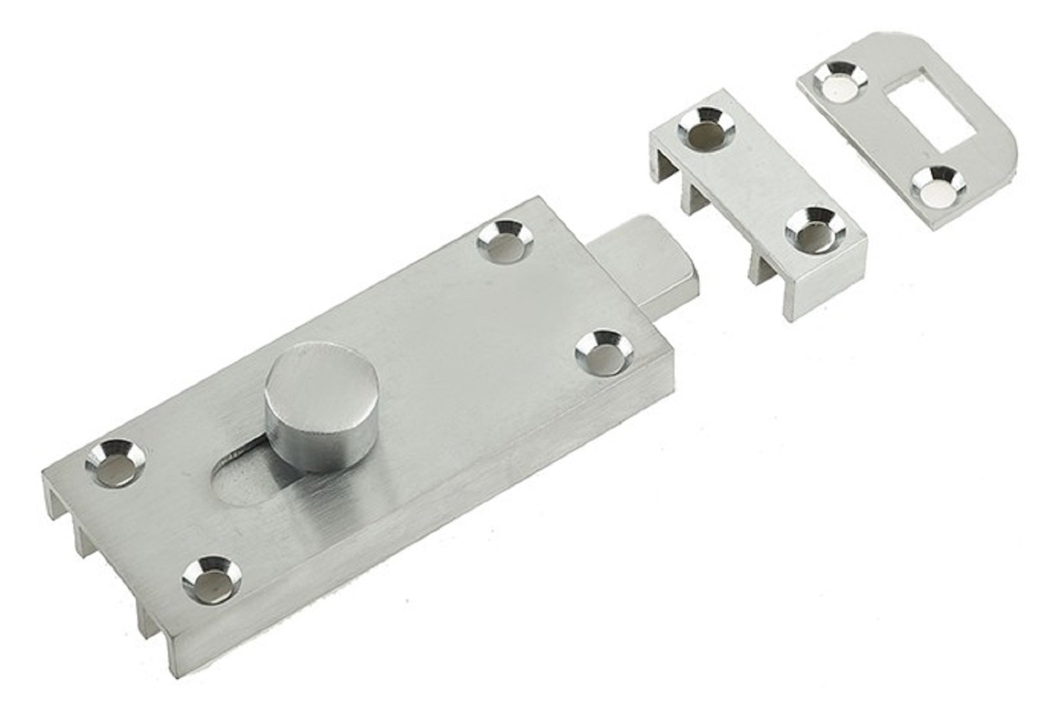 Jedo Quality Modern Slimline Bathroom Slide Bolt 63mm x 25mm (Satin Chrome)