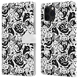 Wallet Phone Case Compatible with iPhone 13 Pro Max 12 Mini 11 SE Xr Xs 8 Plus 7 6s Bats Spooky Ghos