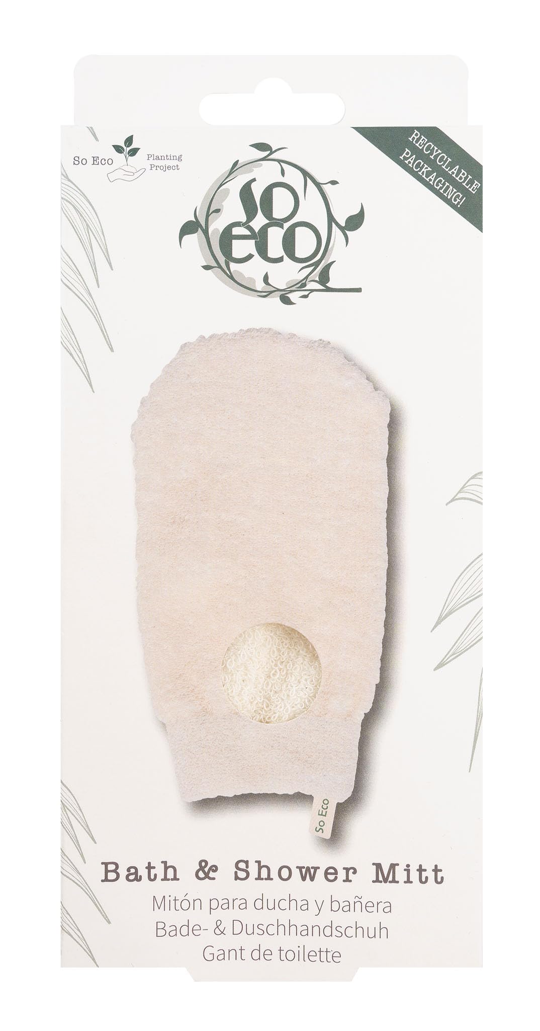So Eco Bath & Shower Mitt - Vegan & Cruelty-Free Exfoliating Body Mitt for Smooth Skin, Natural Ramie Plant Fibre Bath & Shower Accessory