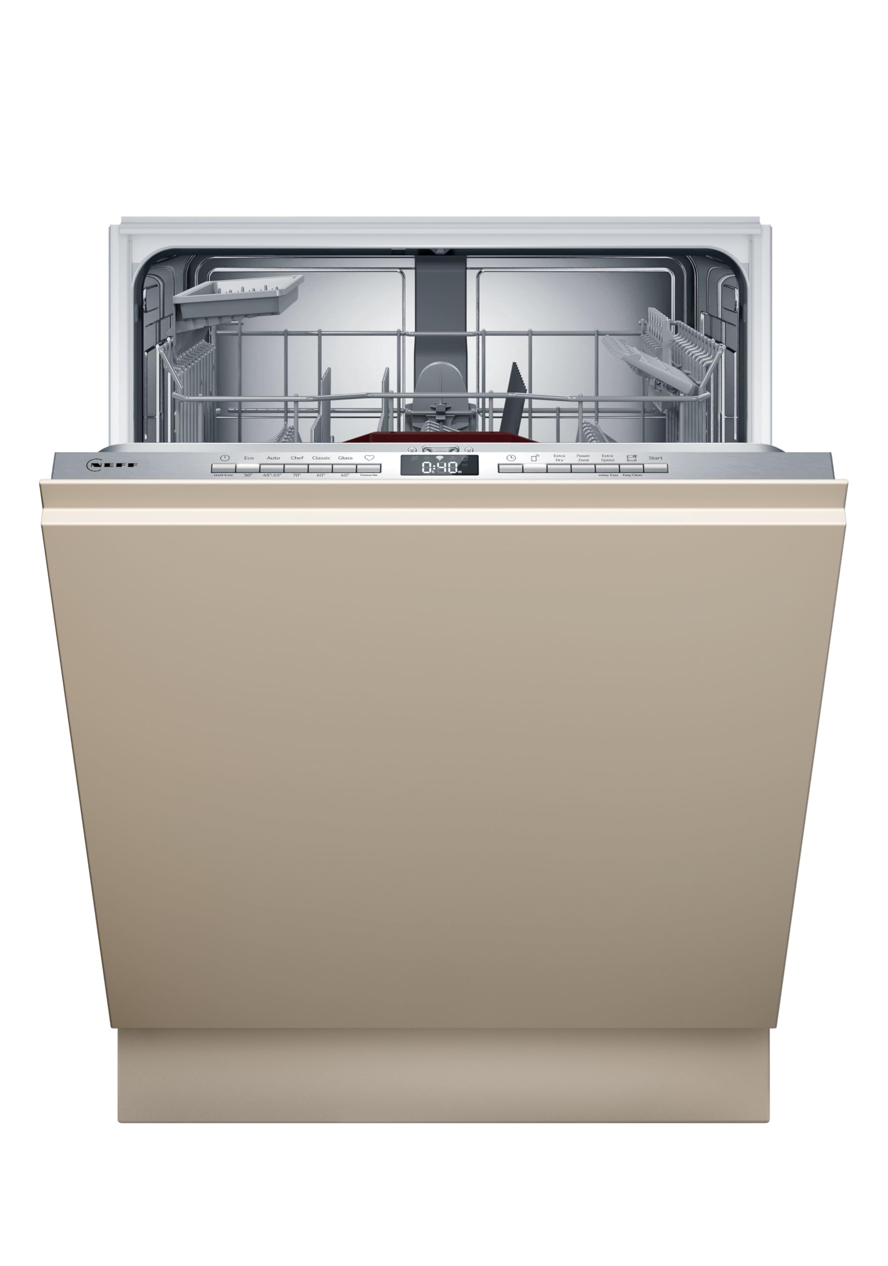 NEFF S155EAX16E, N 50, Smarter Geschirrspüler Vollintegriert 60 cm, Spülmaschine Made in Germany, Besteckkorb, Open Dry, starke Reinigung mit Chef 70ºC, höhenverstellbarer Oberkorb, Info Light