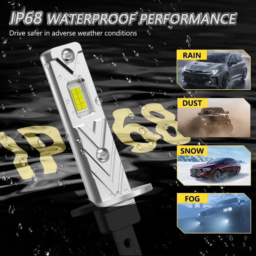 Bombilla Coche H1 Bombillas De Faros LED 1000W Bombilla para coche | Impermeables Coche Reemplazo Luces Conducción