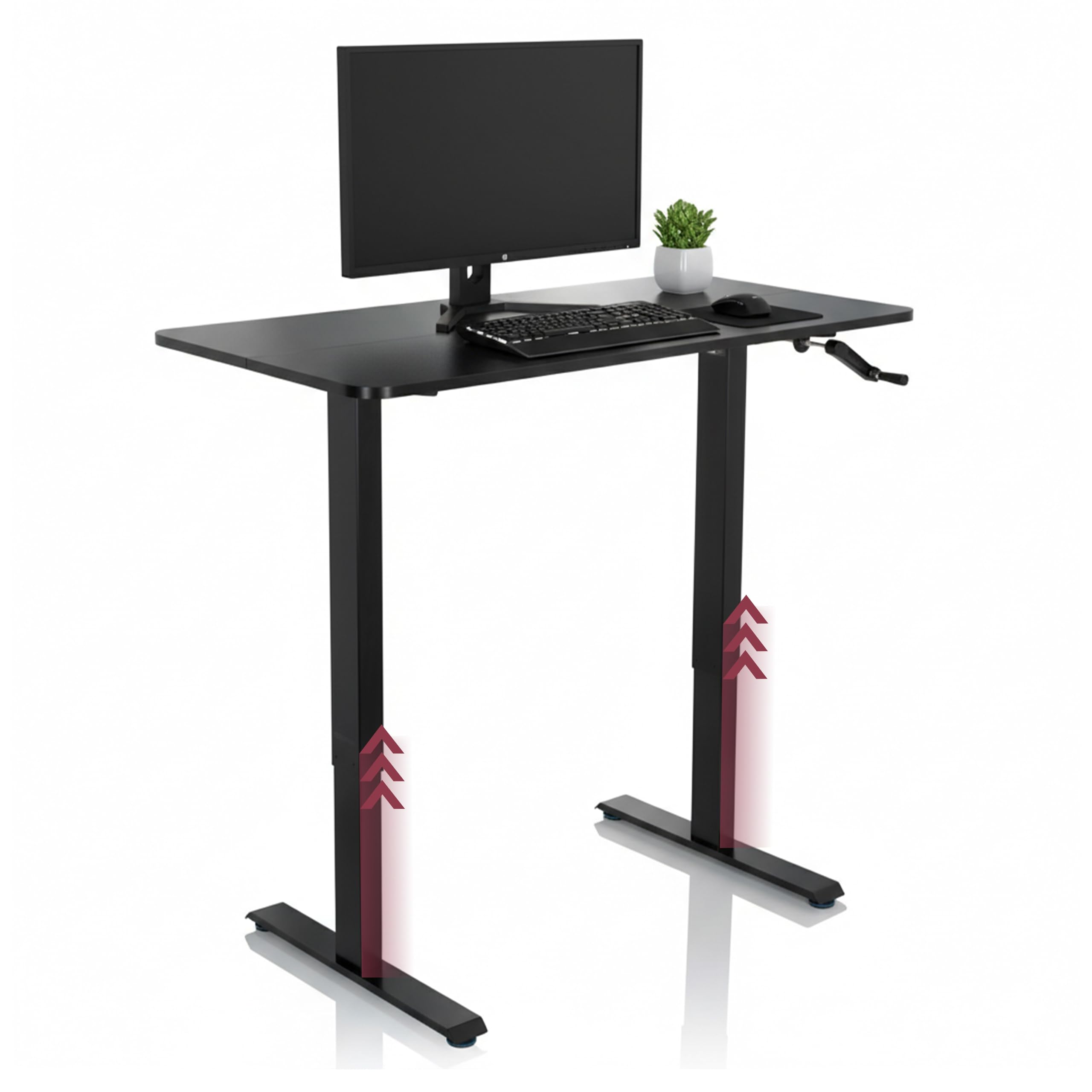 hjh OFFICE 802115 Mesa de Altura Regulable Stand CR Placa MDF, armazón de Acero Nero, Amplia Superficie de Trabajo: 120 x 60 cm