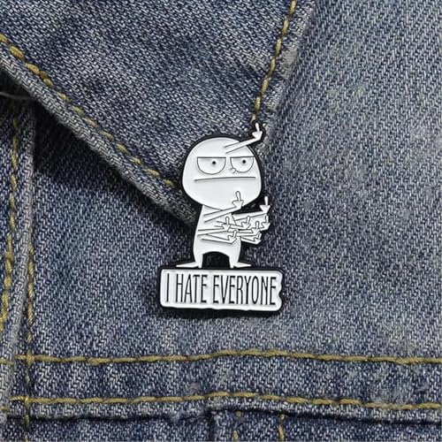 Image of I Hate Everyone Funny Brooch - Interactive Mood Expressing Enamel Pin, White Elephant Gift for Women & Men