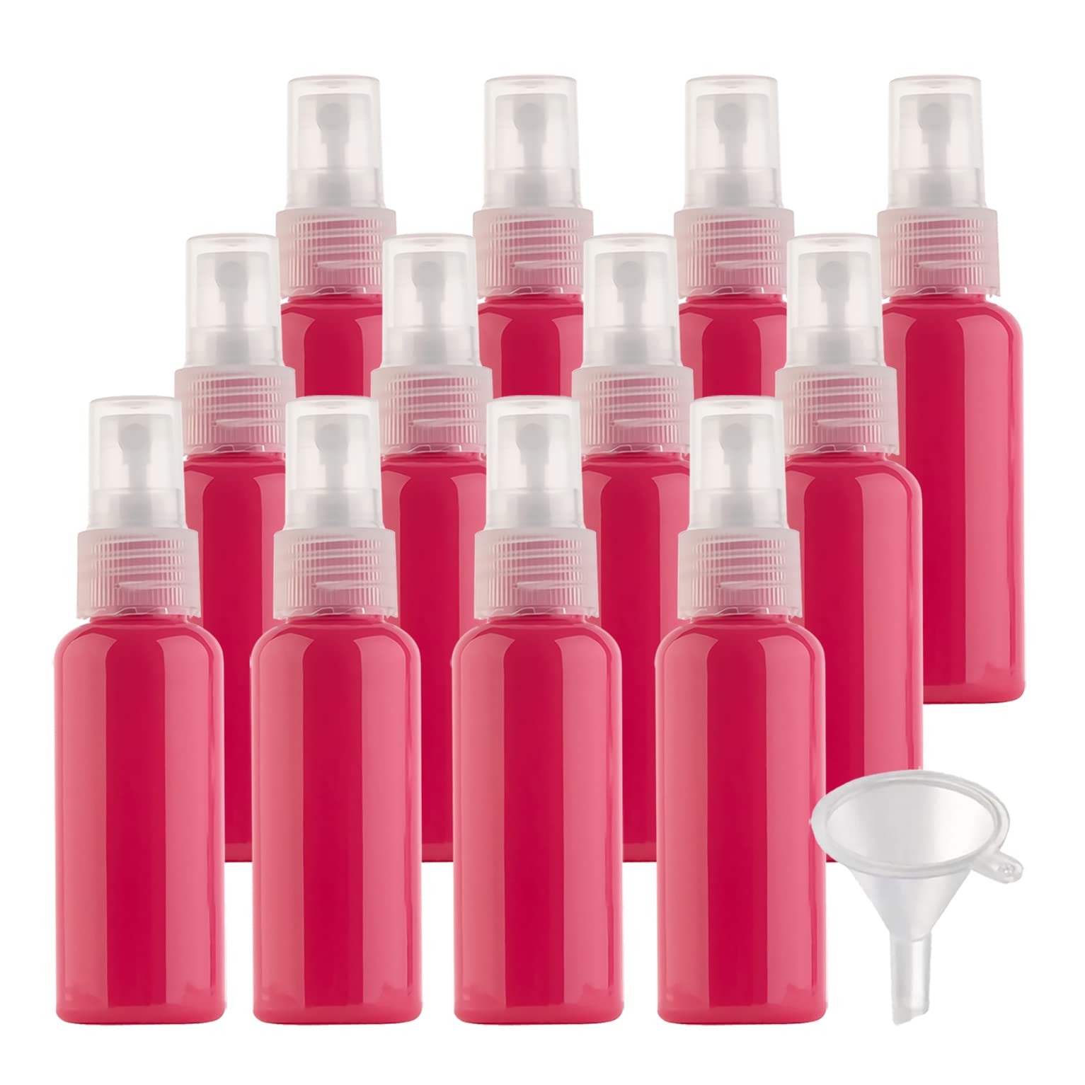 100 Stück 50ml Sprühflasche Rot Leer Feinen Nebel Sprühflasche Reise Zerstäuber Klein Plastik Nebel Parfümzerstäuber Reiseflaschen mit Trichter
