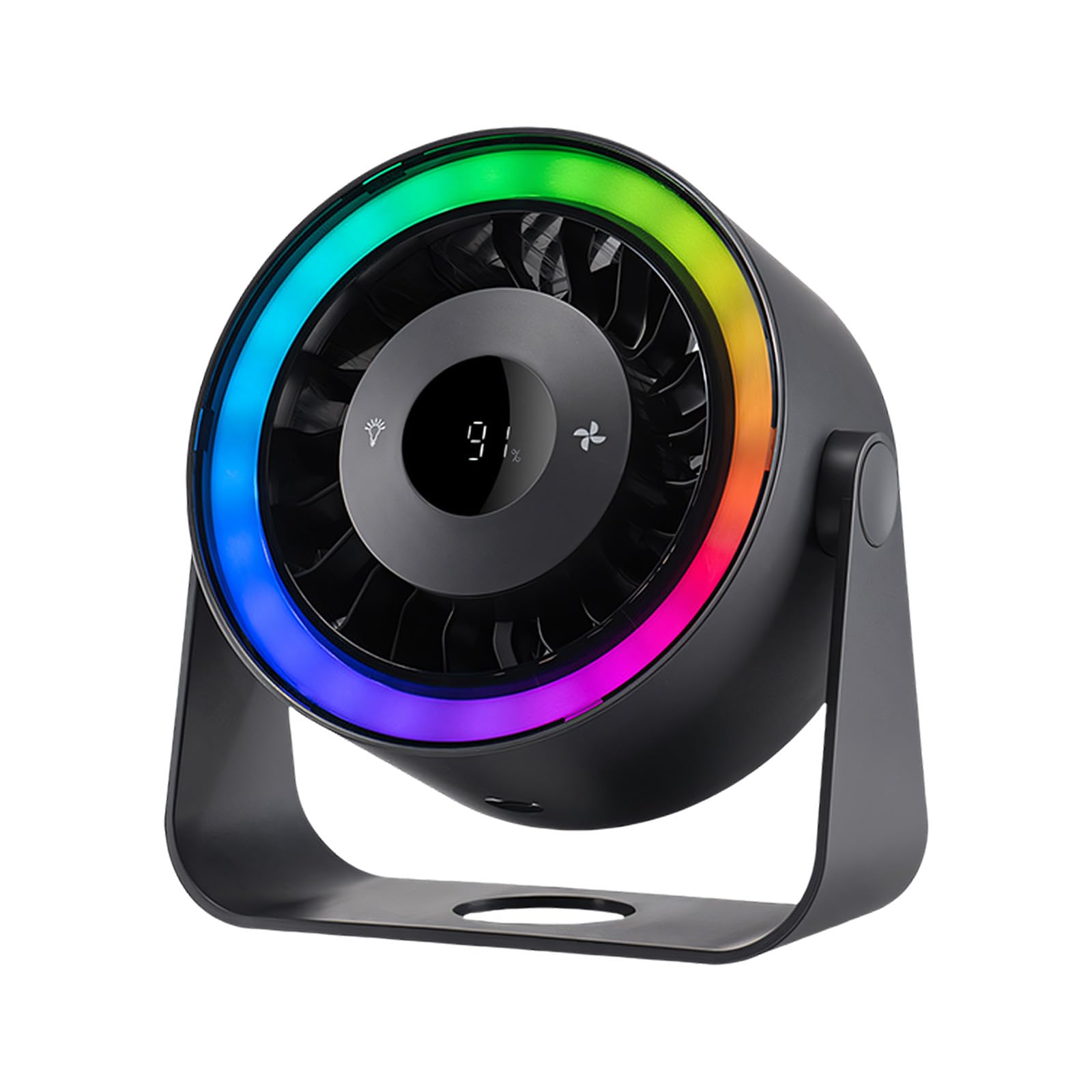 NMFLAB USB Desktop Circulating Fan 5 Levels Speed Control Wall Hanging Air Coolers with Colorful Light Quiet Wall Hanging
