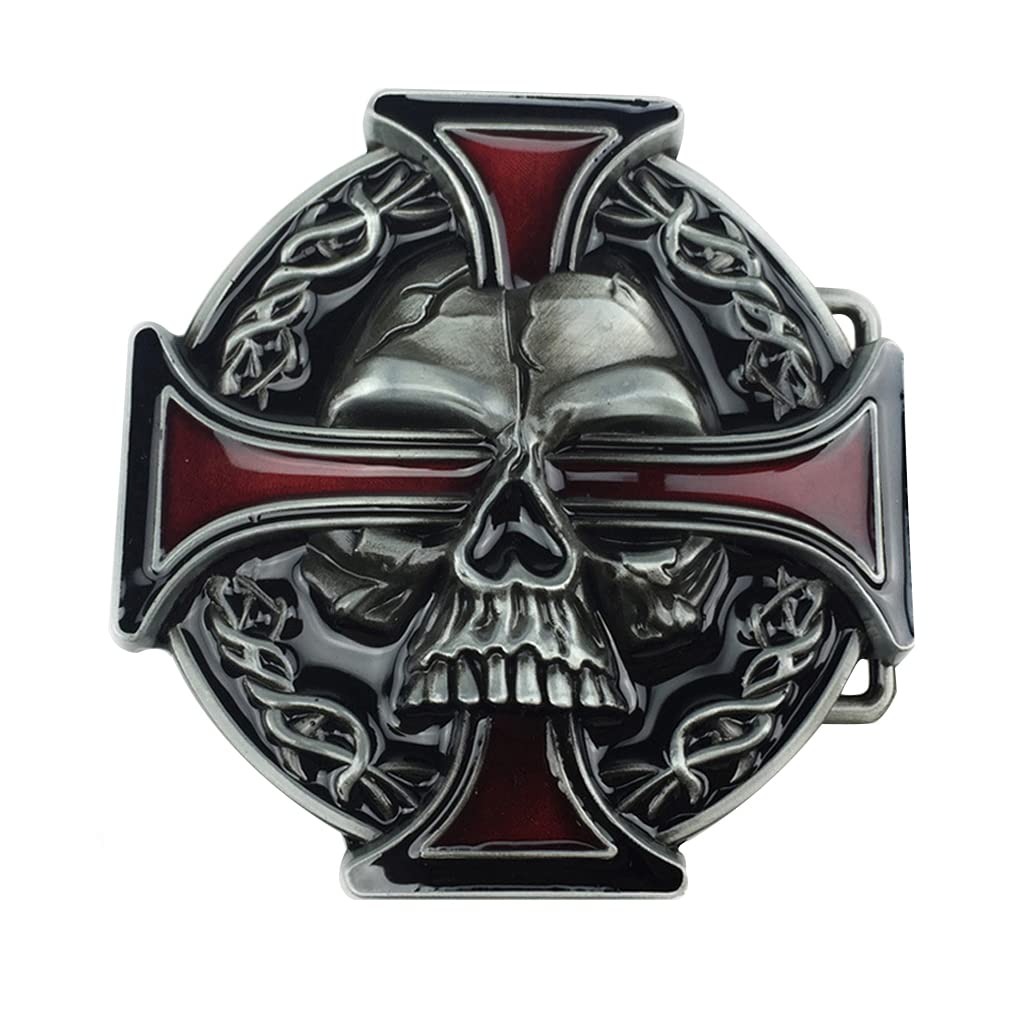 Lkmy Mens Belt Buckle Men Belt Western Skull Celtic Cross