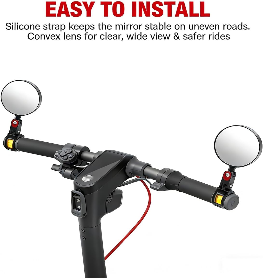 Scooter Rear-view Mirror Compatible with Ninebot by Segway All KickScooters MAX G30 G2 G3 ZT3 Pro GT3 F3 E3(Except Air T15), Adjustable Wide-Angle Vision Rearview Mirrors Original Accessories 2-Pack