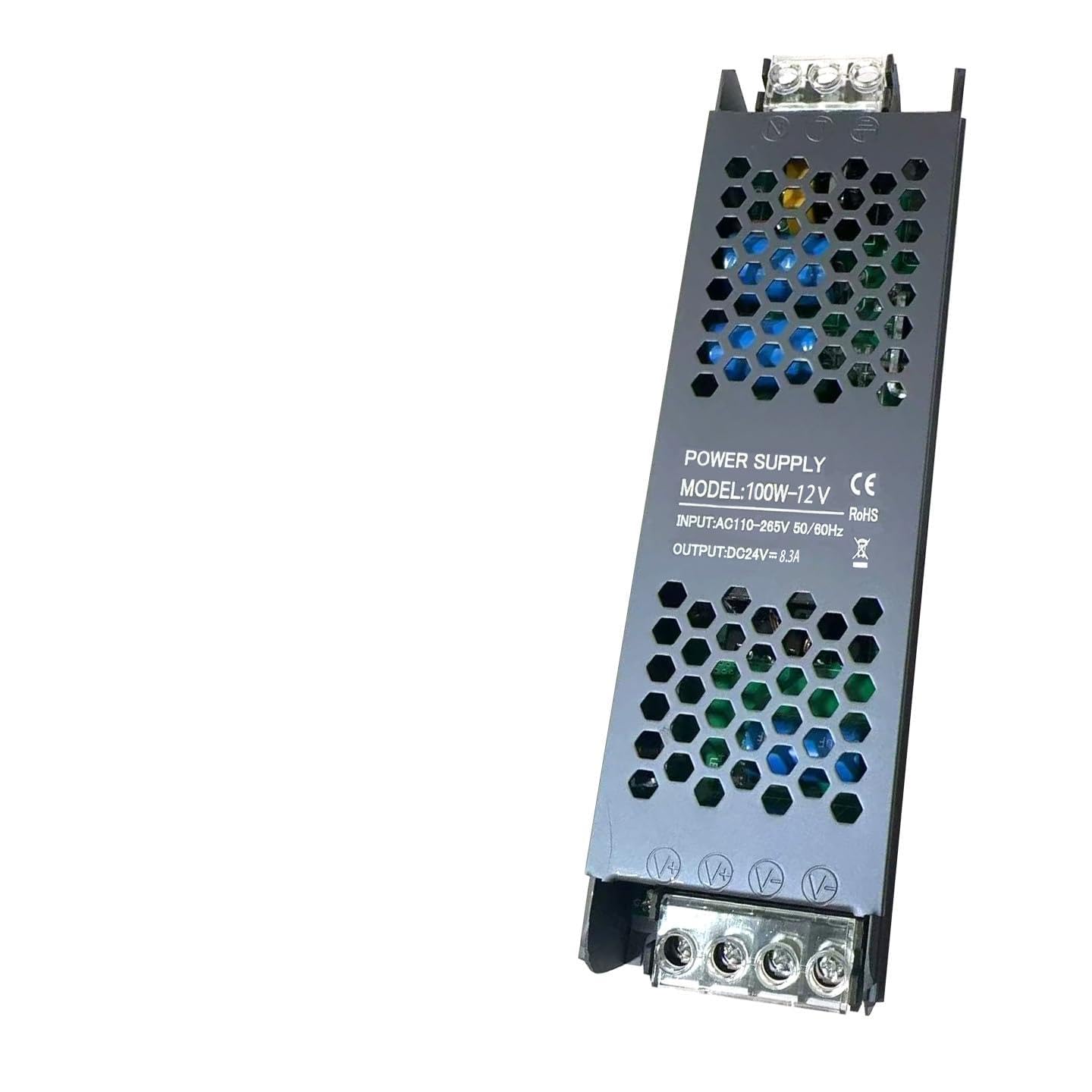 12v 100W LED Driver Ultra Slim Power Supply, 8.3A Ultra Quiet 12v Power Supply, 100-130V AC to Constant Voltage Driver for Strip Lights, Lamp Garden and Cabinet Lighting