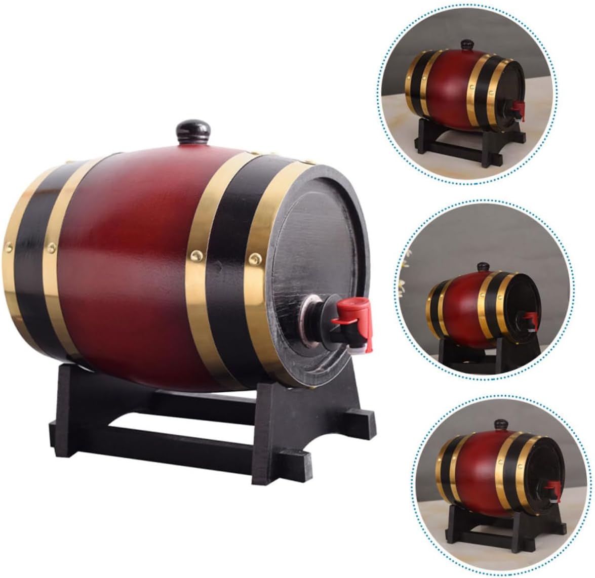 Vintage Wooden Beer Barrel Practical Oak Wine Container with Stand for Home Bar Dining Present for Wine Lovers