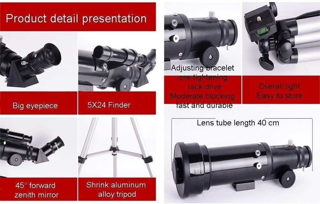 Telescopes for Adults Kids Astronomy Beginners 70mm Astronomical Telescopes with Tripod Refractor Telescope and Carrying