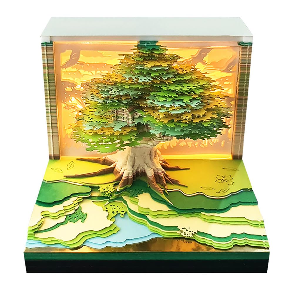 3D samoprzylepne notatki, kalendarz domek na drzewie, to ręcznie podarta rzeźba z papieru