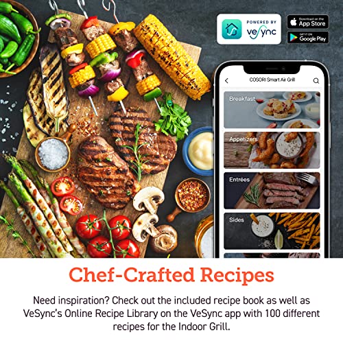 Cosori Indoor Grill & Smart Xl Air Fryer Combo Aeroblaze, 8-In-1, 6Qt, Grill, Broil, Roast, Bake, Crisp, Dehydrate, Preheat & Shake Remind & Keep Warm, Works With Alexa & Google Assistant, Silver #TOP3