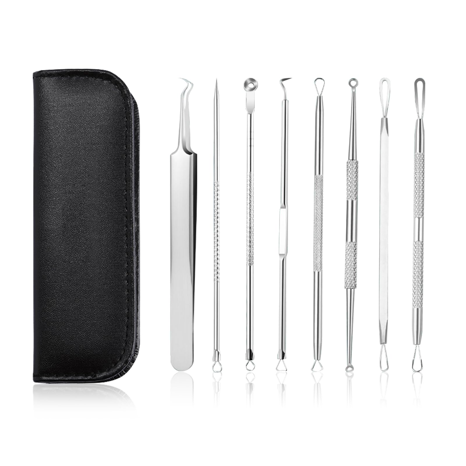 Blackhead Remover Pimple Popper Tool Kit, Upgrade 8 PCS Acne Needles, GERY Pimples Comedone Extractor Removal, Professional Stainless Blemish and Pore