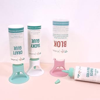 Craftelier - Liquid Glue, Tape and Adhesive Tube Holder | Approx. Diameter Measurements 6.1 cm Base, 2.9 cm Top Nozzle and 1.5 cm Bottom Nozzle - Pink Colour
