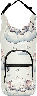 Water Bottle Carrier Bag Cute Sleeping Little Elephants on Clouds Bottle Pouch Holder Sports Water Bottle Accessories