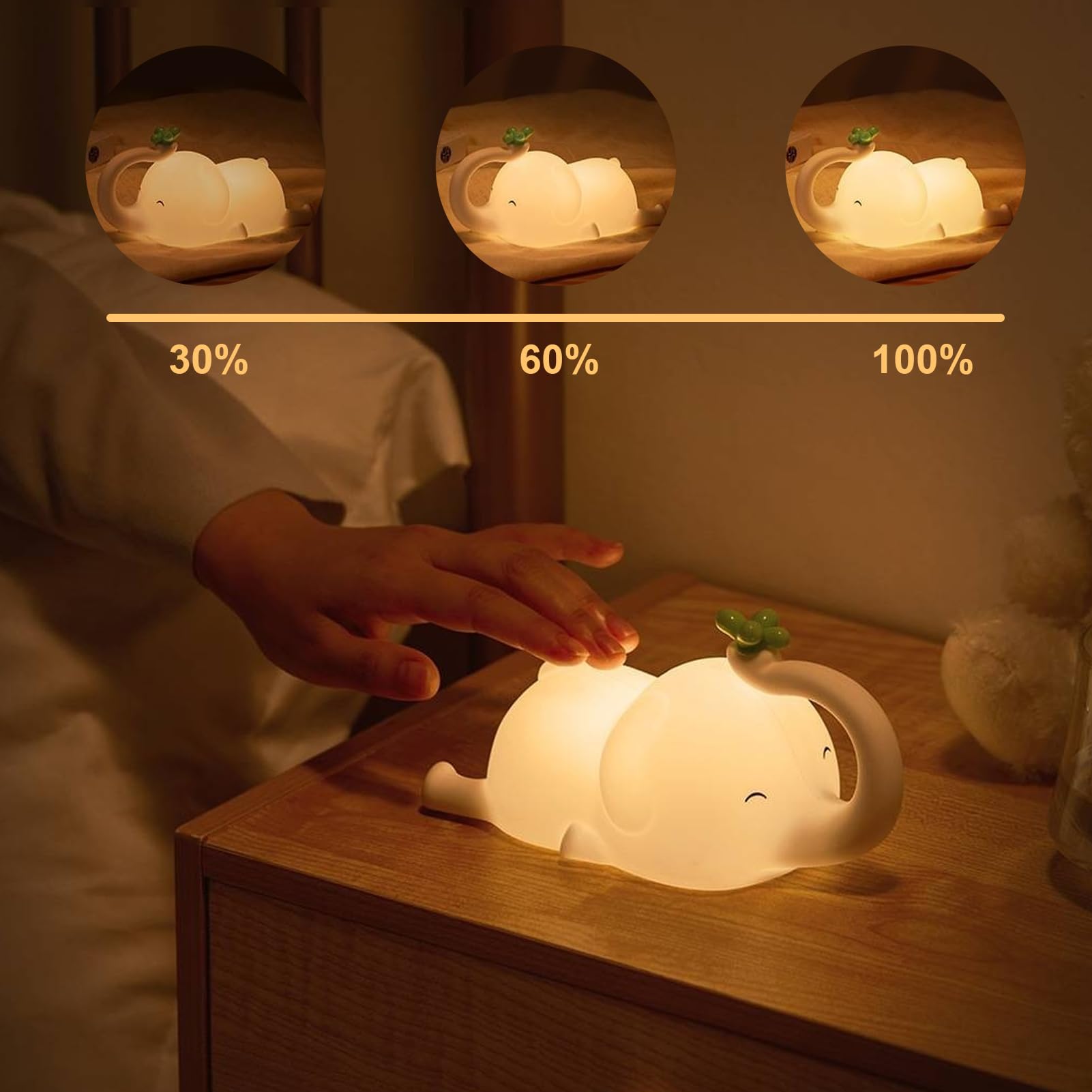 Luce Notturna Bambini, Silicone Lampada da Comodino Neonato Con Funzione Timer, Luce Notturna Bambini Ricaricabile, Lampada Notturna Touch, Luce Notturna per Regalo Neonato Ragazza Ragazzo