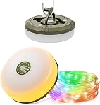 HAMLITE Camping Light String, 3 in 1 Camping Light Rechargeable(29.5Ft), RGB Portable Outdoor String Lights, Durable Tent Fairy Lights, Multi-Modes & Brightness, USB RV Awning Lights for Camper, Yard