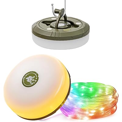 HAMLITE Camping Light String, 3 in 1 Camping Light Rechargeable(29.5Ft), RGB Portable Outdoor String Lights, Durable Tent Fairy Lights, USB Camp Lights for Camper, Tent, RV, Hiking Multi-Modes