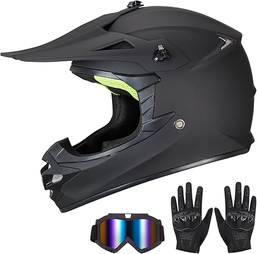 Casco de Bicicleta de Tierra para Jóvenes Niños para Niños y Niñas, F001 Casco de Motocicleta de Cara Completa para Todoterreno ATV Conducción en