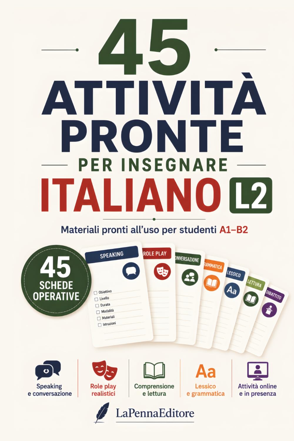 Manuale con attività Pronte per Insegnare Italiano L2: Schede operative, role play, speaking, conversazione, lettura e grammatica per studenti dal livello A1 al B2