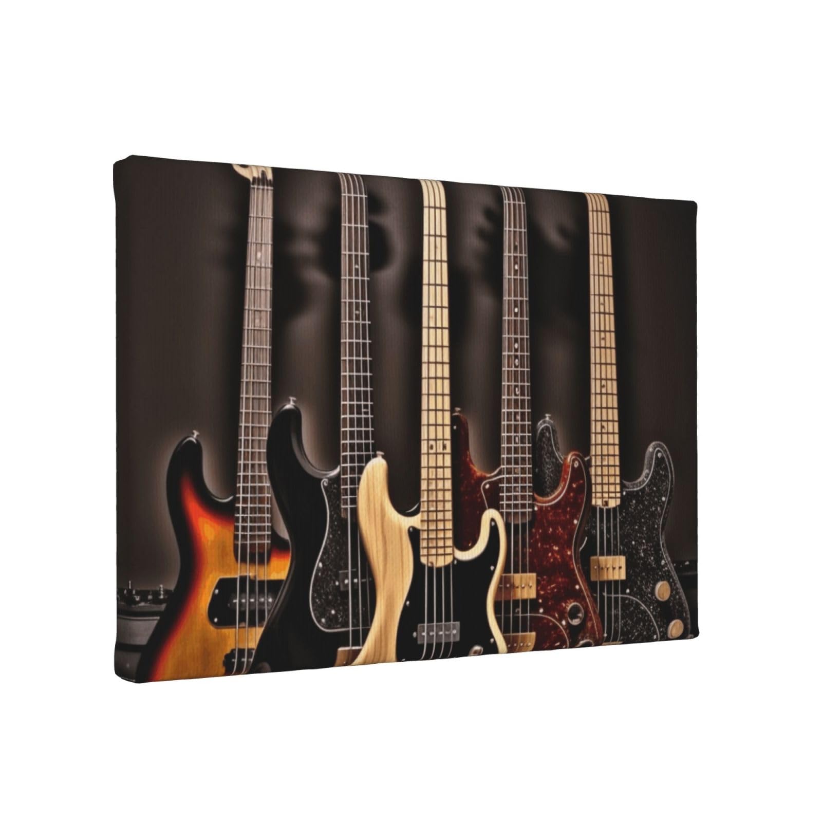 YKLJG Guitar Bass Music Musical Instruments Printed Wall Art Canvas Painting 30x20 CM Wooden Framed Picture Painting Artwork Prints for Bedroom Kitchen Home Office Decor