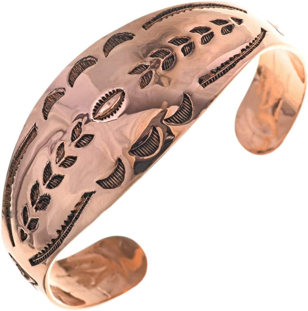 Alltribes Navajo Hammered Copper Cuff Traditional Pattern Bracelet 82616