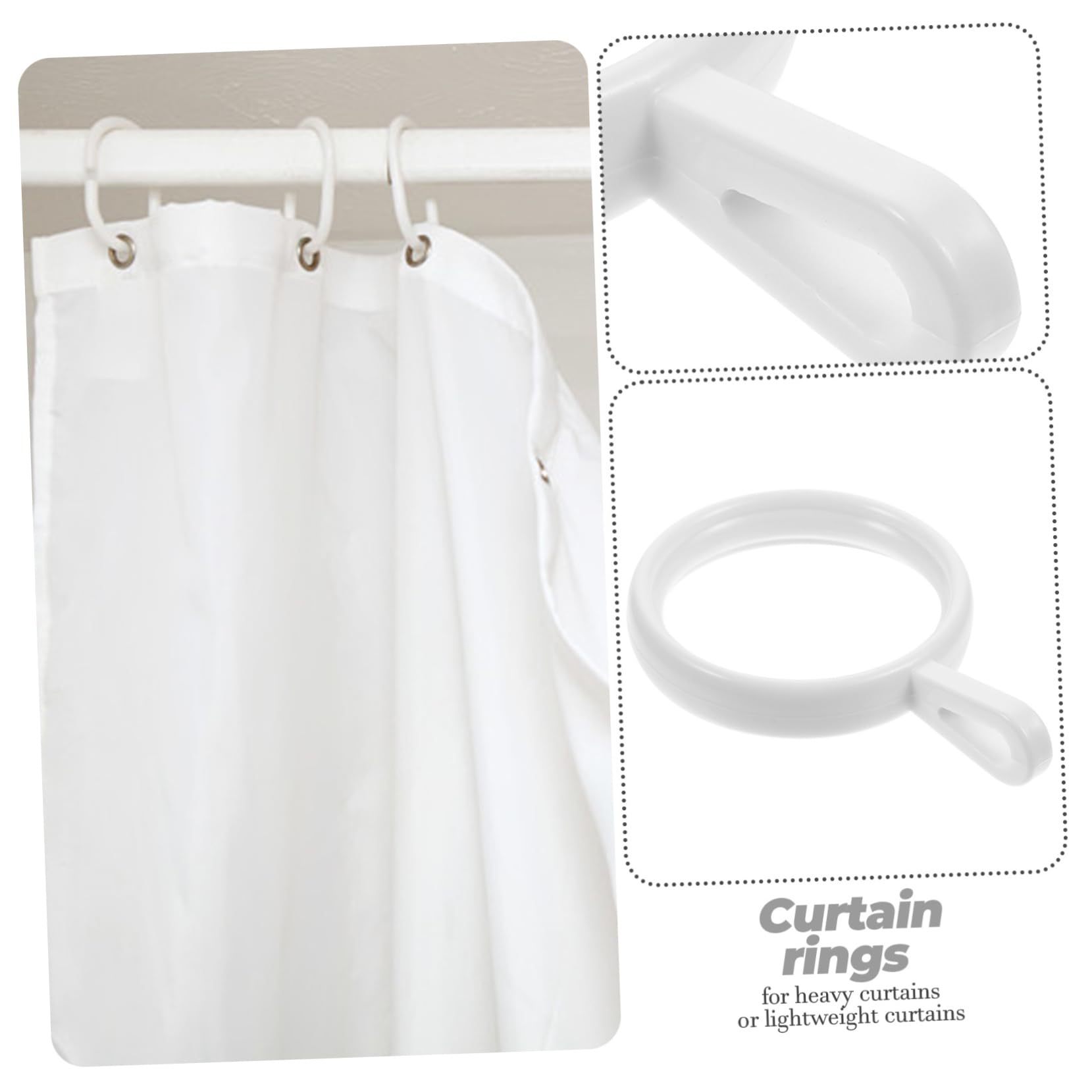 Anneaux à Œillets de Fixation 190 Pièces, PP Blanc, pour Tringle