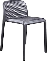 Vista 3 de CozyBlock Punch - Silla de comedor apilable perforada para interior y exterior, juego de 2 unidades (gris oscuro)