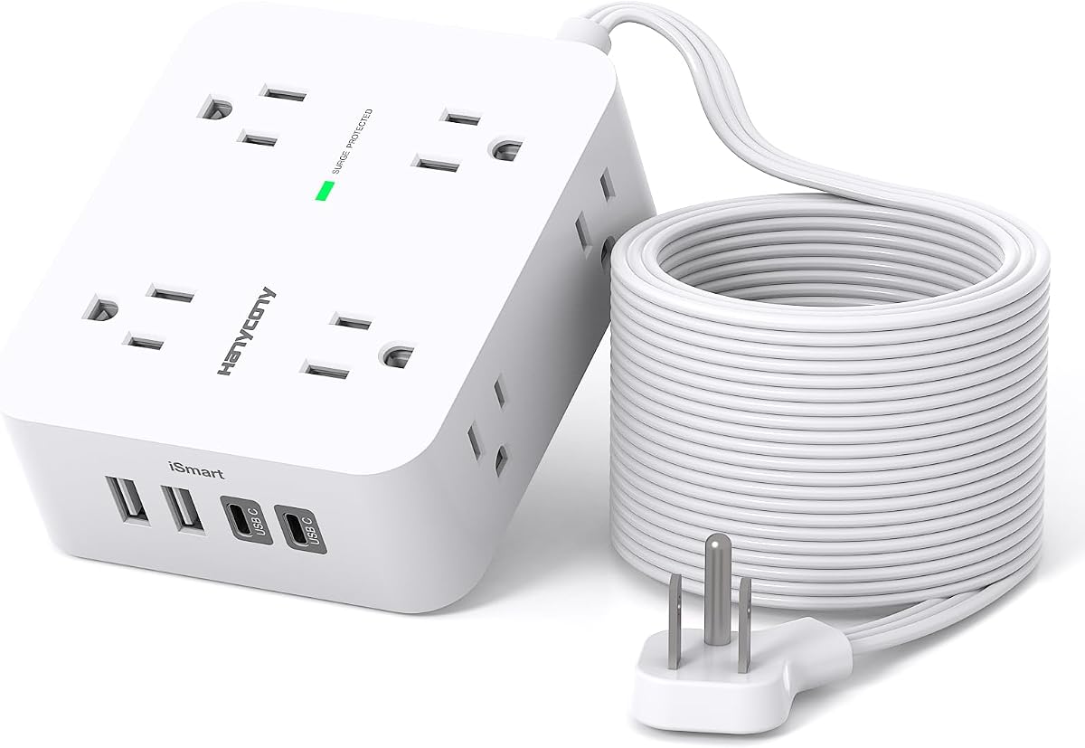 15 Ft Long Extension Cord Flat Plug