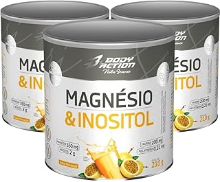 Kit 3x Magnésio e Inositol Taurina Melatonina 210g Bodyaction (Único, Maracujá)