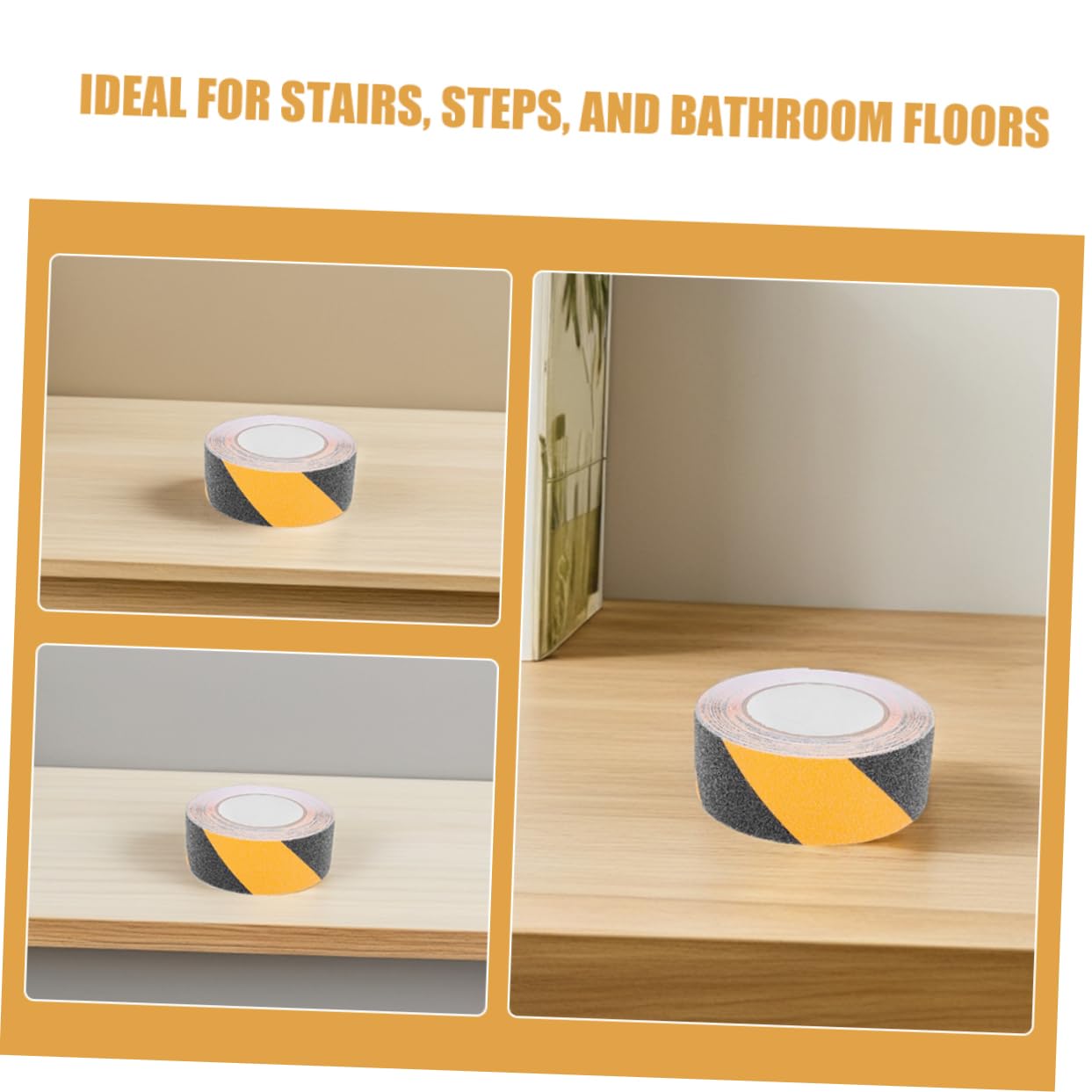 3 Rolls of PVC Anti-Slip Tape High Traction Self-Adhesive Safety Strips for Stairs Bathroom and Floors 50mm x 10m Non-Skid Caution Tape for Outdoor and Indoor Use
