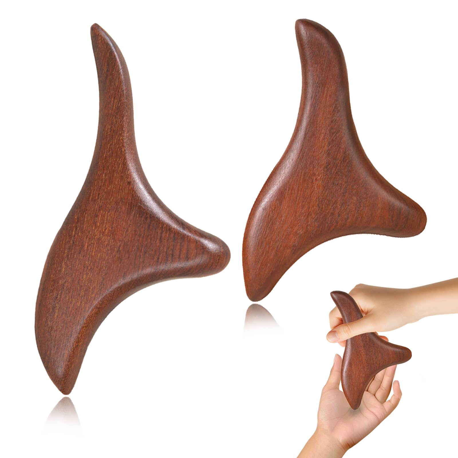 Vlecexs Masajeador de Madera, 2 Pcs Herramienta Gua Sha De Madera, Palillo de Masaje Triangular, Paleta de Gua Sha Corporal para Alivia la Fatiga Muscular