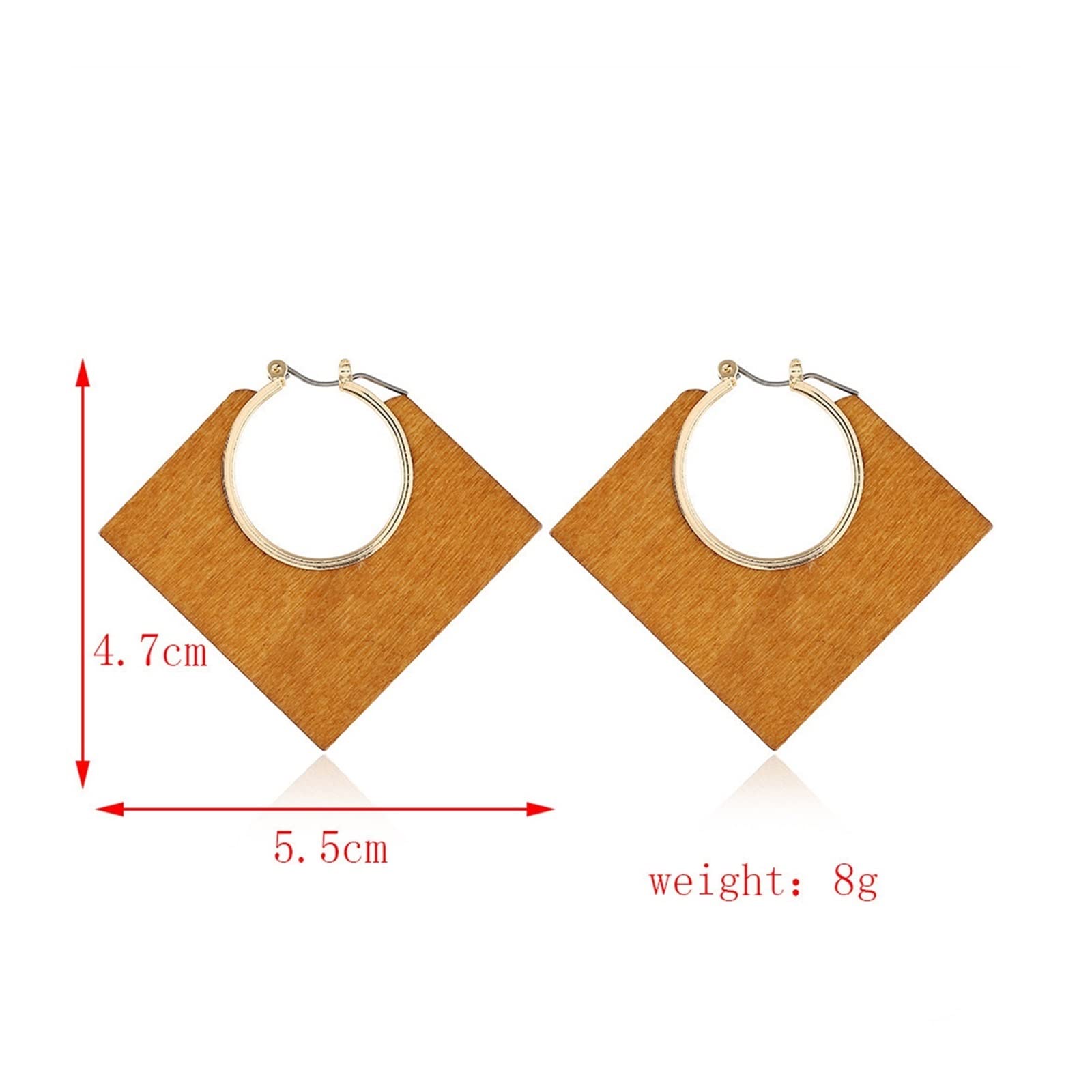 WXKAGF Orecchini Pendenti Quadrati di Gioielli di Moda Orecchini in Legno Orecchini di Legno africani Fatti a Mano di Moda per Gioielli da Donna Orecchini di Fascia Alta
