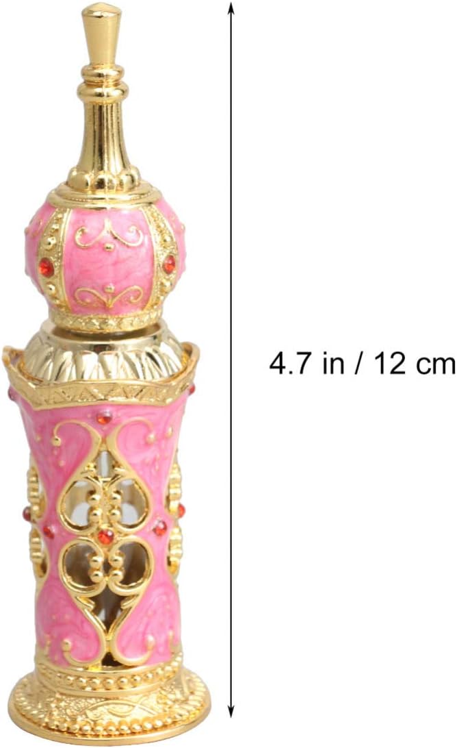 Operitacx Refillable Glass Perfume Bottle 12Ml Vintage Middle Eastern Flower Vine Design Empty Essential Oil Container for Travel Wedding Decoration