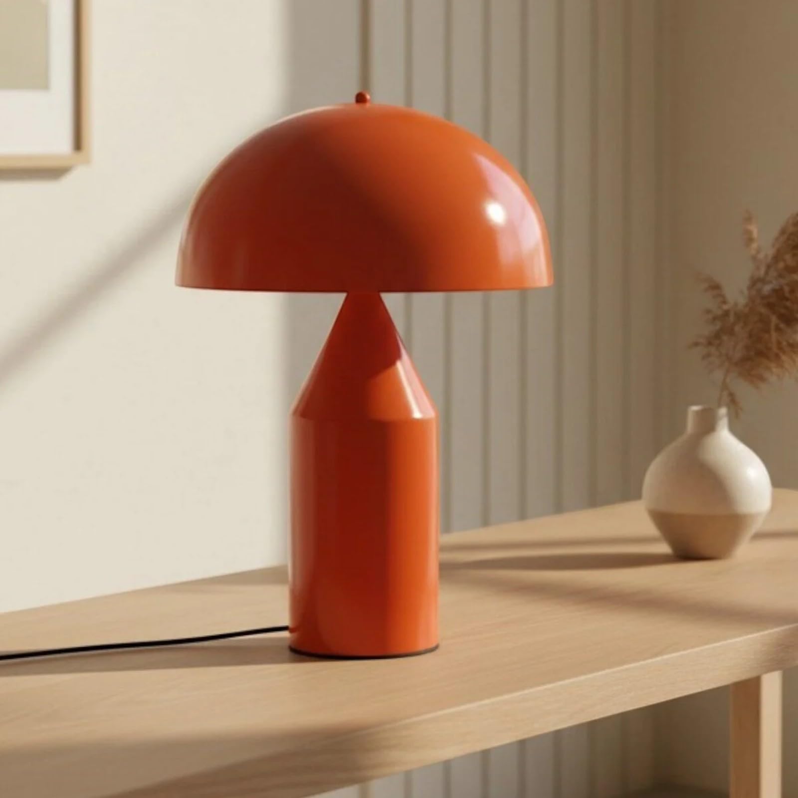 bamyum Lipeo Lampada a Fungo con Cavo, color Arancio E27, Moderna, in Metallo. Lampada da Comodino Decorazione per la Casa, per Camera da Letto