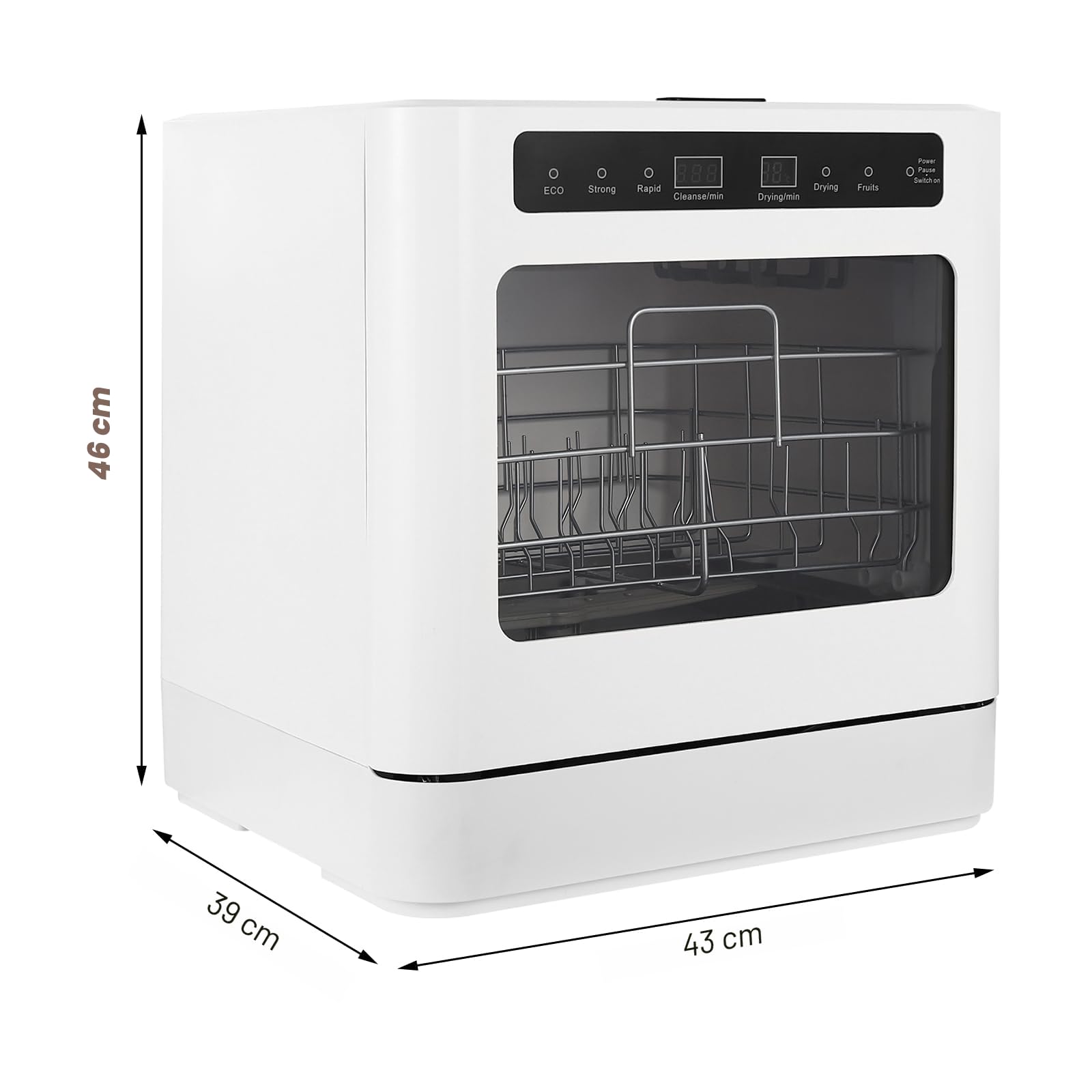 Mini lave-vaisselle de table, autonome, pour 6 à 8 couverts - Touch, 52 dB - Mini lave-vaisselle de table avec raccordement d'eau utilisable - Blanc