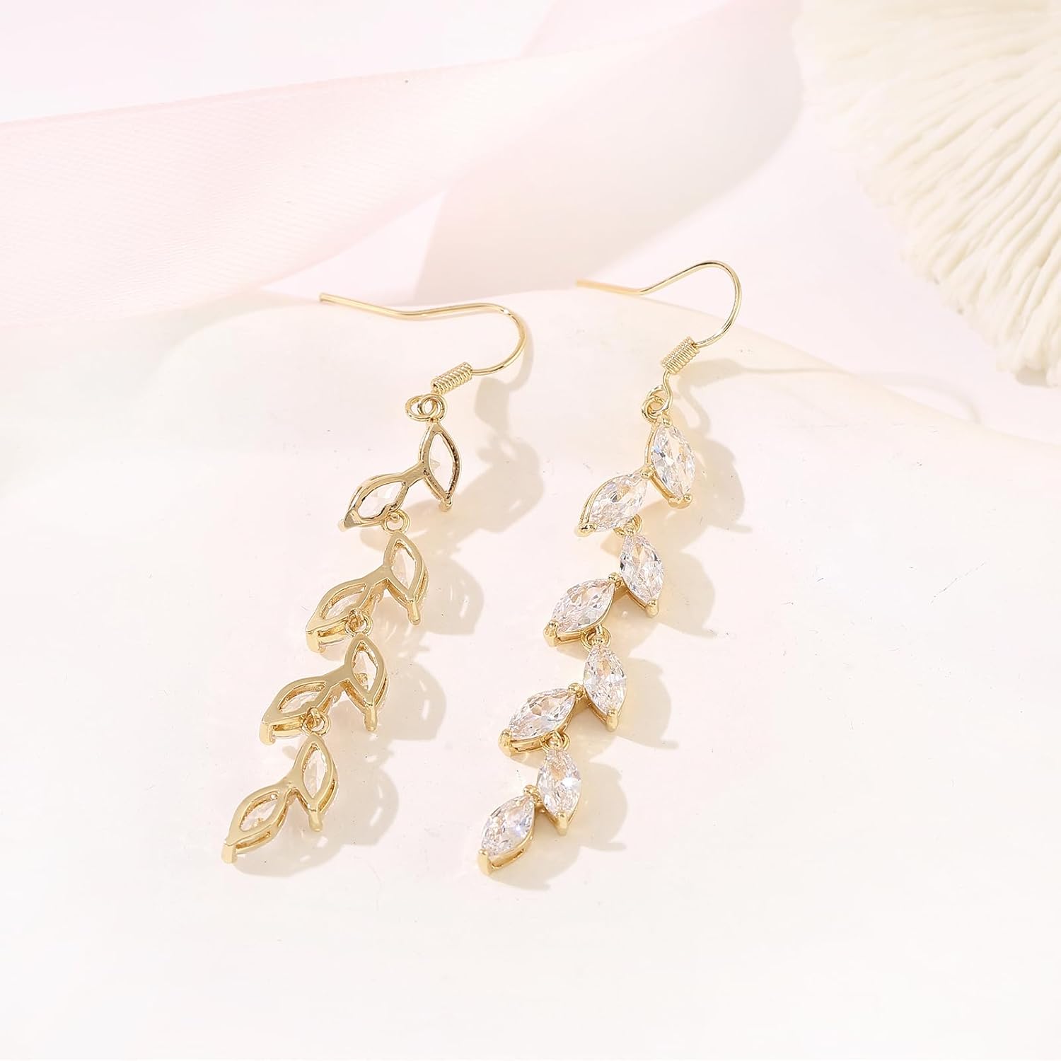 Cubic Zirconia Wedding Earrings for Bridal Bridesmaid Rhinestone Dangle Earrings Crystal Drop Earrings for Women Prom Party Jewelry Gifts - Image 5