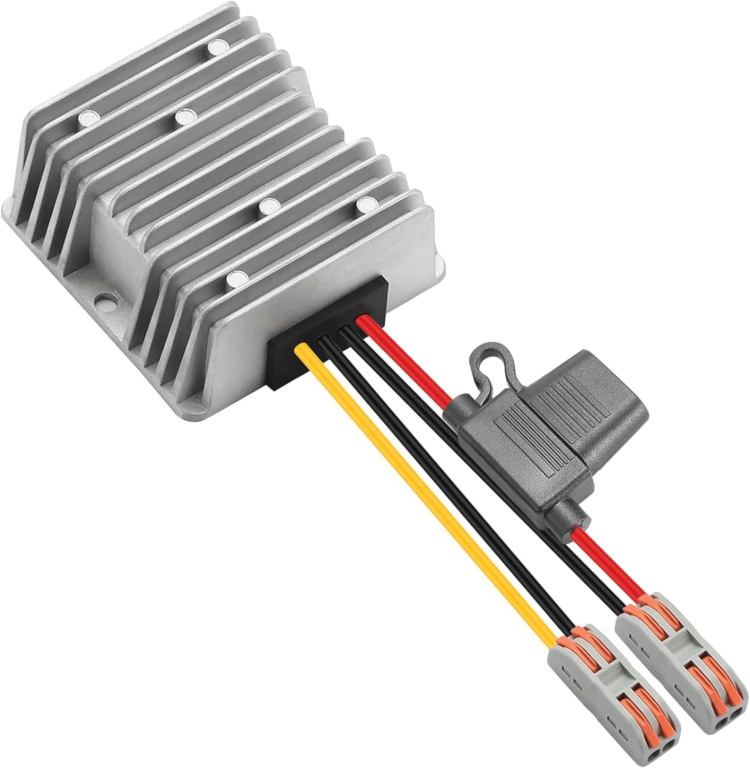 Alimentatore DC/DC scendere da 20-72V a 12V, convertitore di tensione con fusibile a 12V10A 120W MAX Trasformatore di potenza per automotive, luci LED, banchina della barca, strumenti e altro.