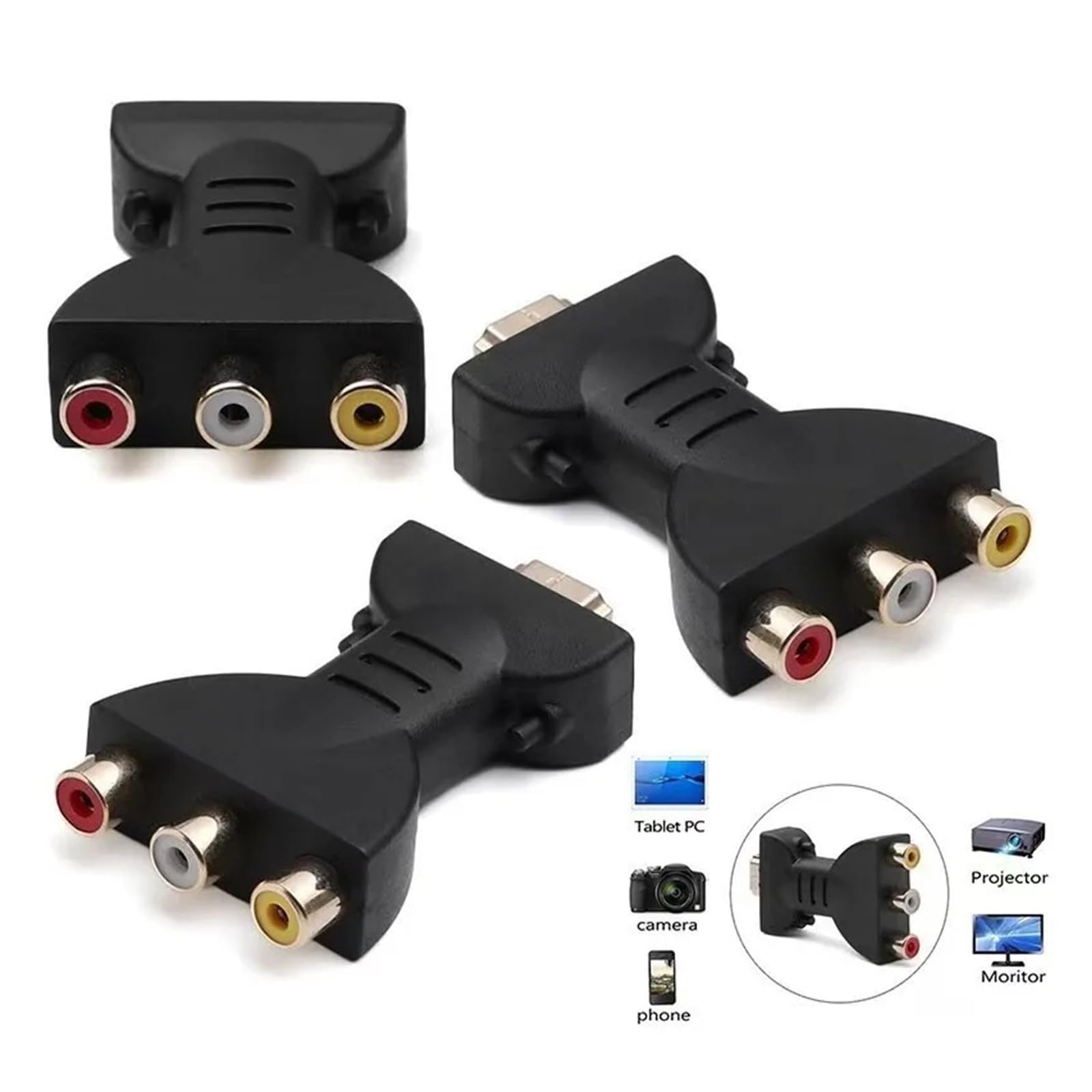 Adattatore AV da HDMI a 3 RCA da maschio a femmina per HDTV, DVD, PC