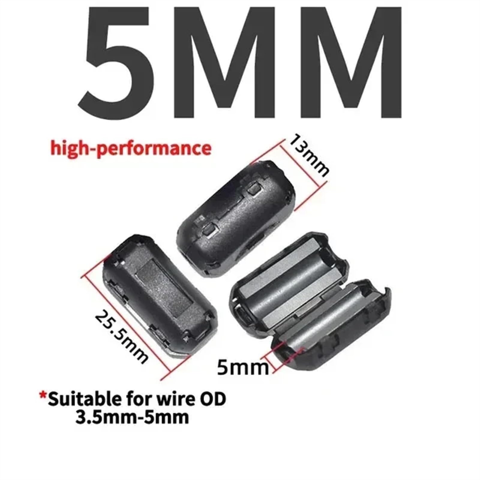 20 PCS Nero Anello Magnetico Filtro In Ferrite for La Schermatura del Cavo Diametro Interno 3.5 MILLIMETRI 5/7/9/11/13/15 MILLIMETRI Filtro di Smagnetizzazione ( Color : 5MM-ui1000 , Size : 20 PCS )