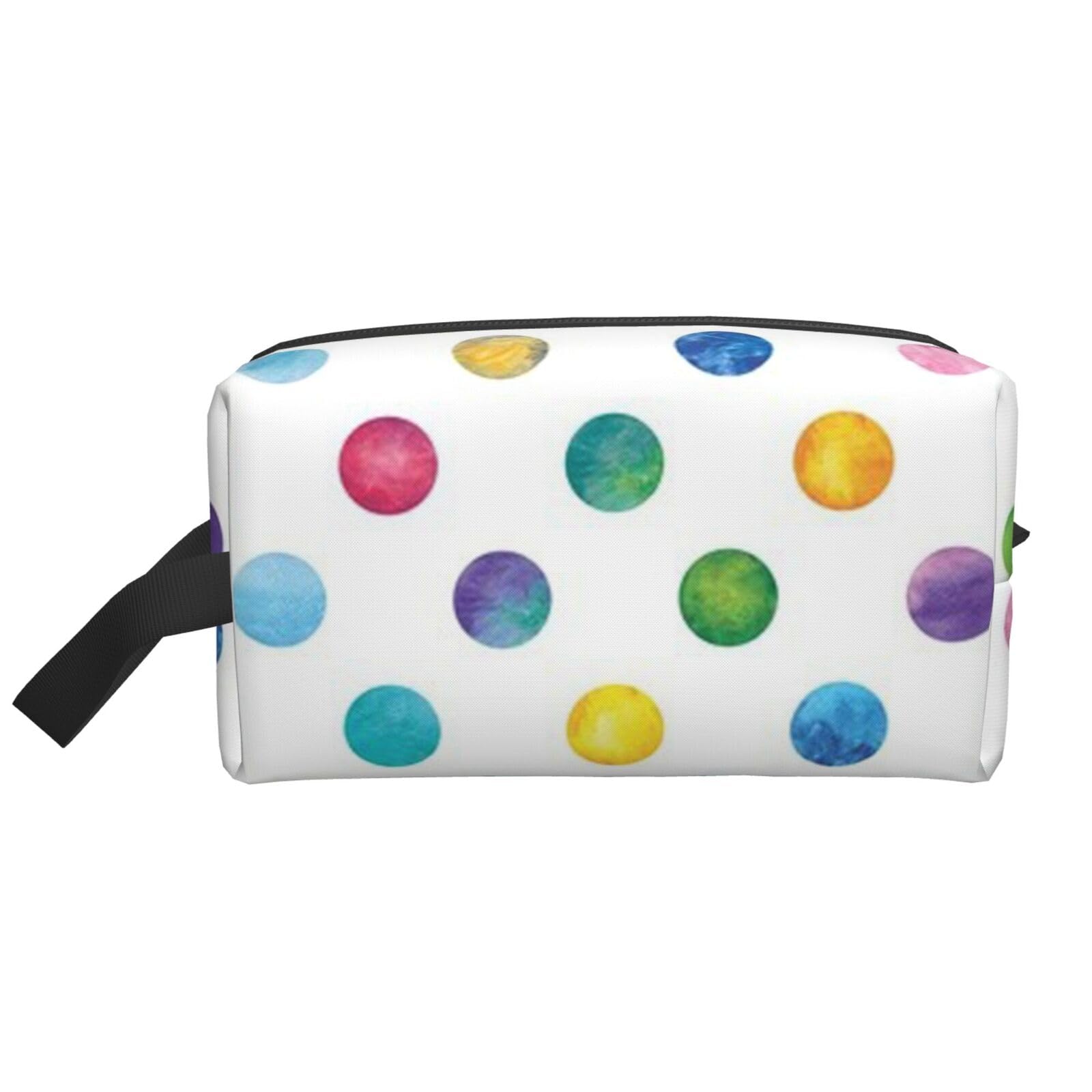 Ercgad Unisex White Blue Polka Dot Pattern Print Large Capacity Travel Toiletry Bag Cosmetic Pouch Daily Storage Makeup Case