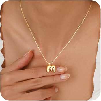 ZECICO Collana con lettera bolla da donna, collana con ciondolo